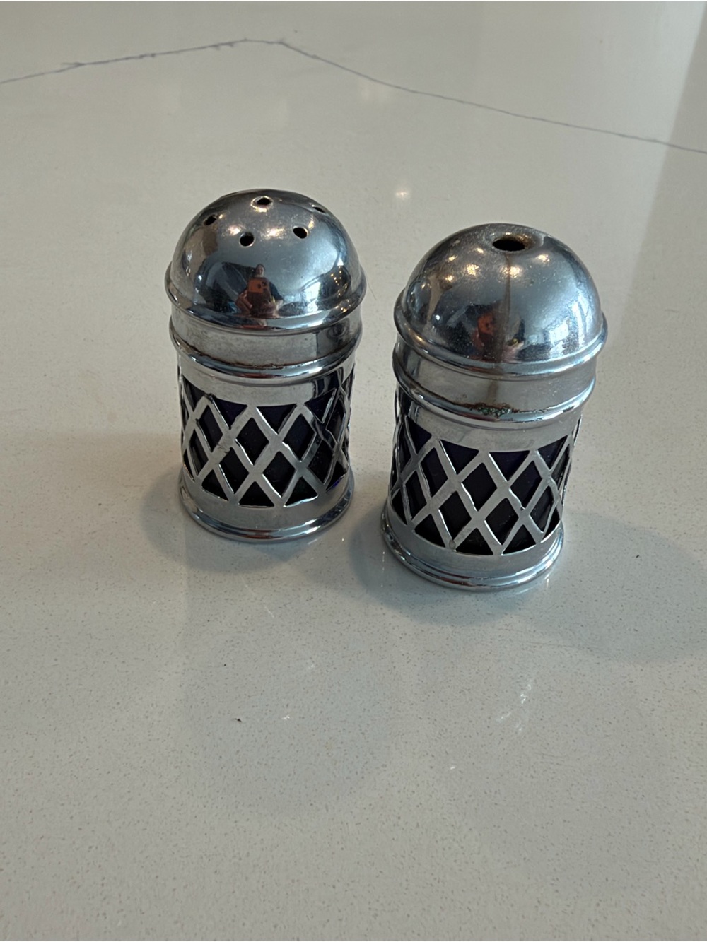 Classic Silver Lattice Salt and Pepper Shakers